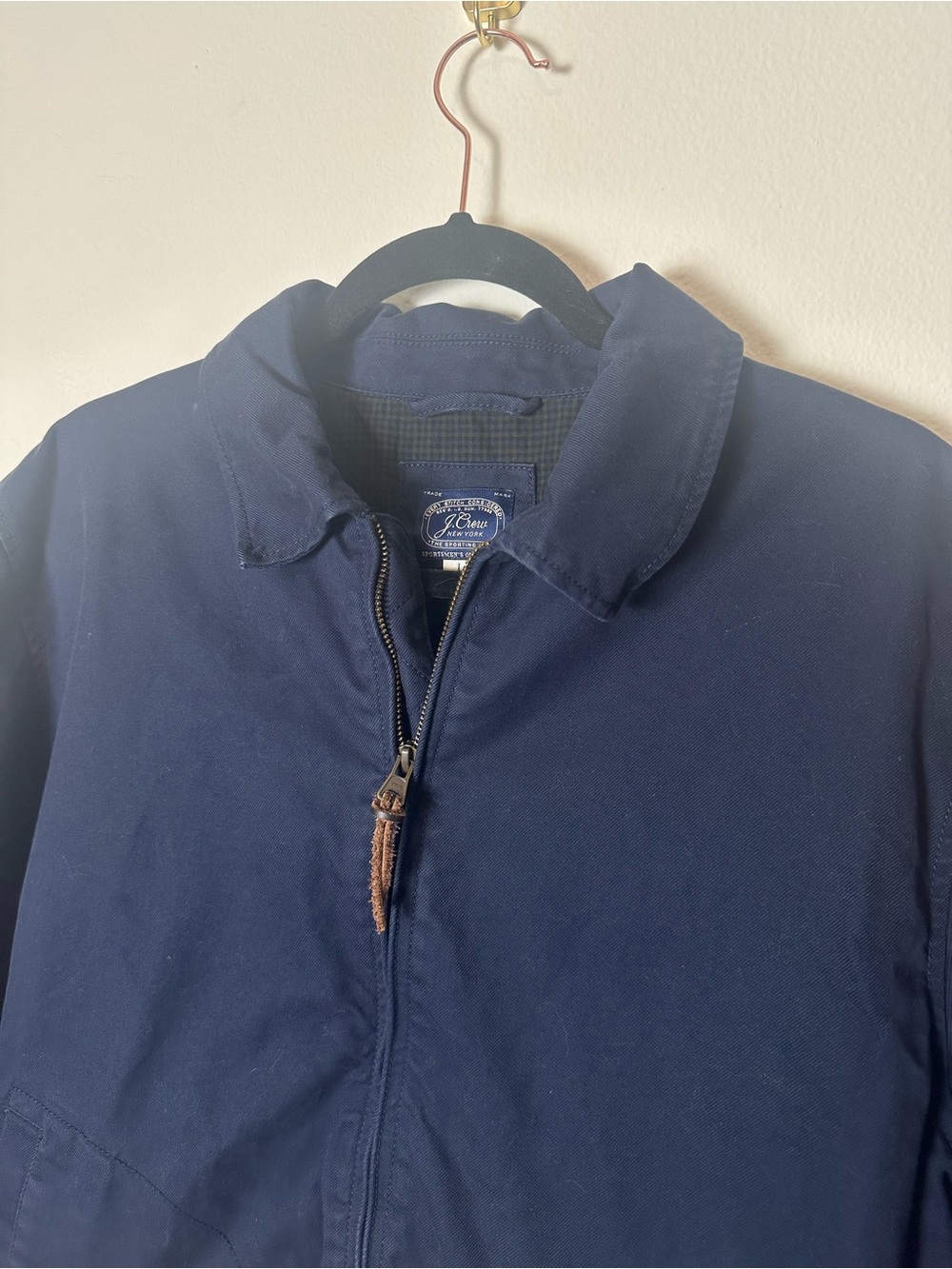 J. Crew Harrington Jacket Cotton Twill Navy Blue Large - Picture 6 of 11
